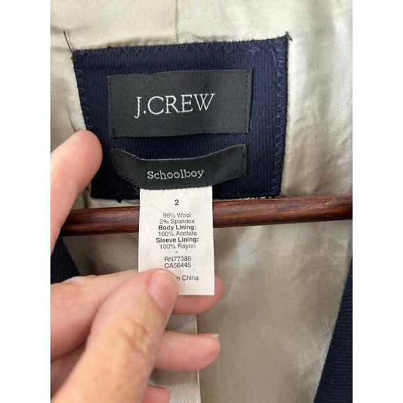 J. Crew Schoolboy Blazer Navy Wool Gold Buttons Size 2 Preppy Classic Office - Picture 2 of 10